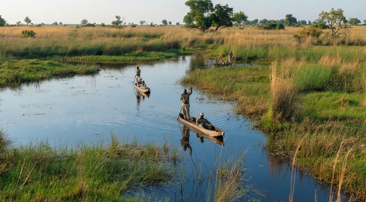 Mokoro-Fahrt im Okavango-Delta, Botswana