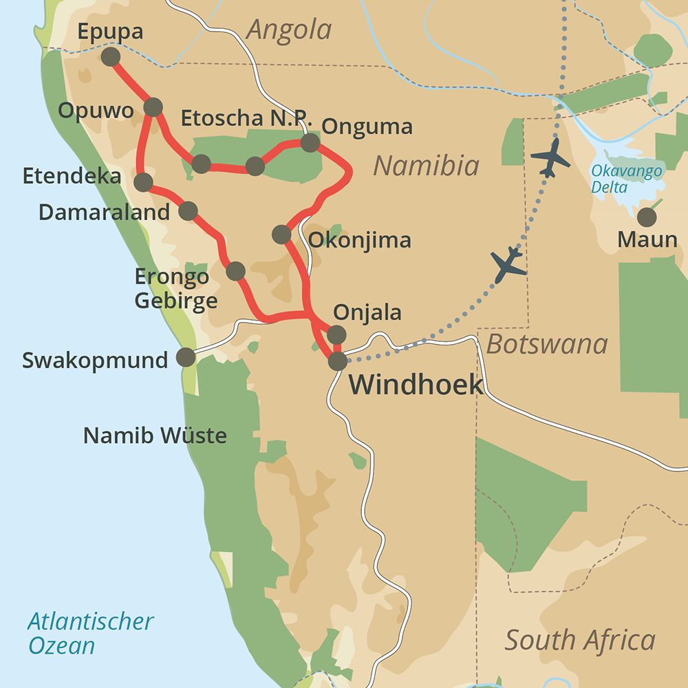 Reiseroute auf der Karte