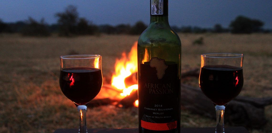 Serengeti View Camp wine at the fireplace