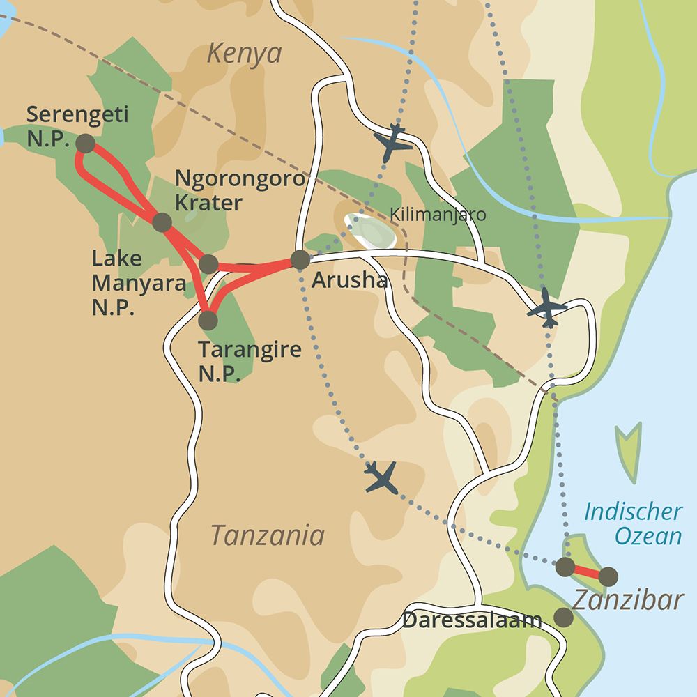 Reiseroute auf der Karte