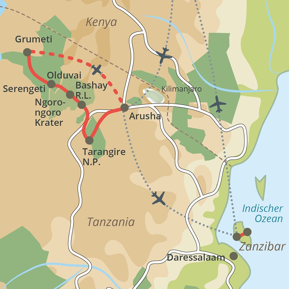 Reiseroute auf der Karte