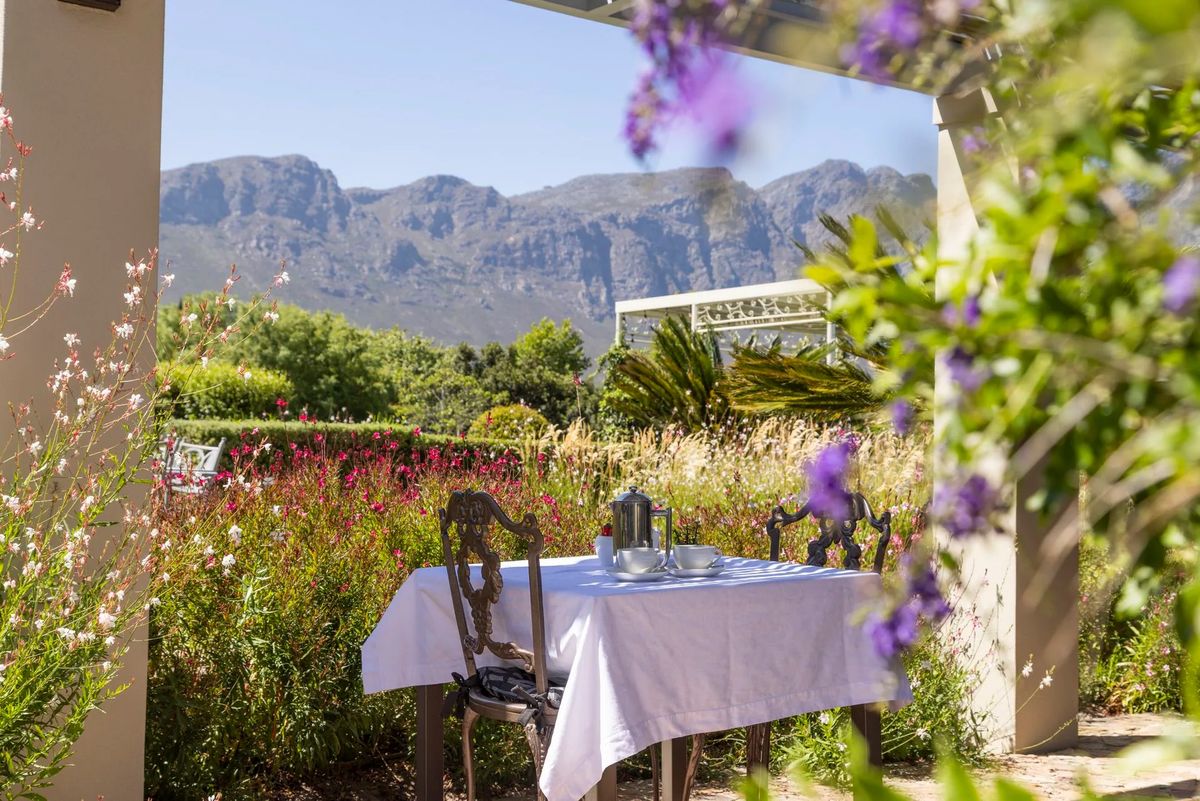 La Cabriere Country Estate dining with a view
