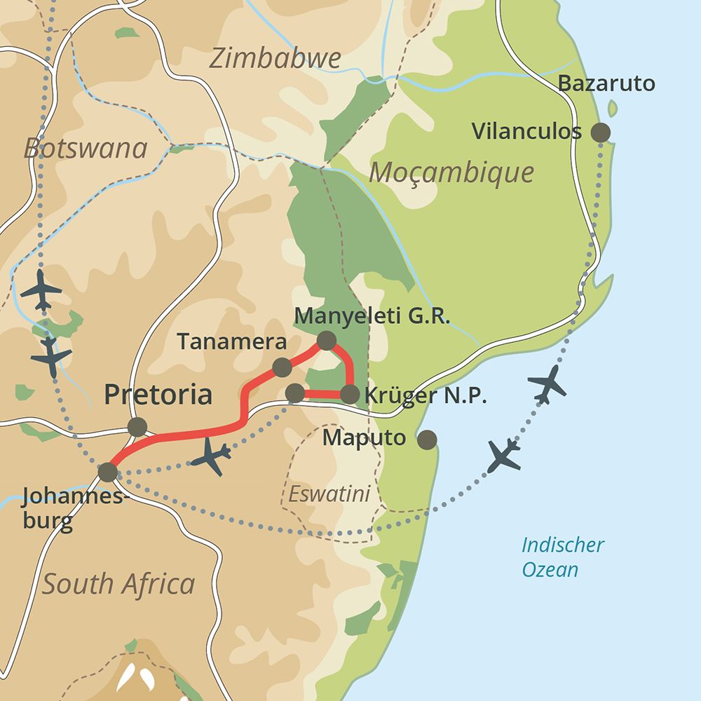Reiseroute auf der Karte