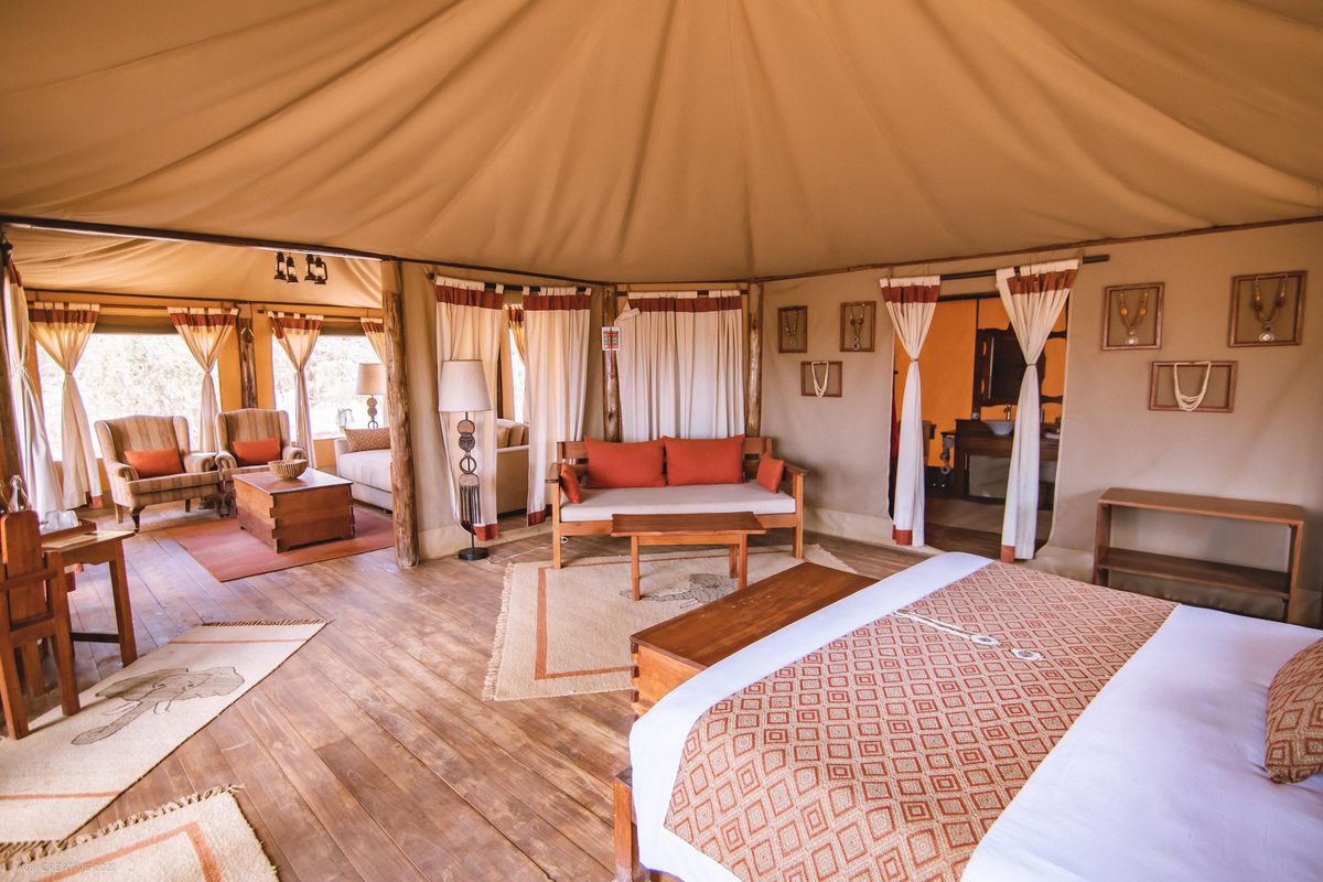Elephant Bedroom Camp tent interior