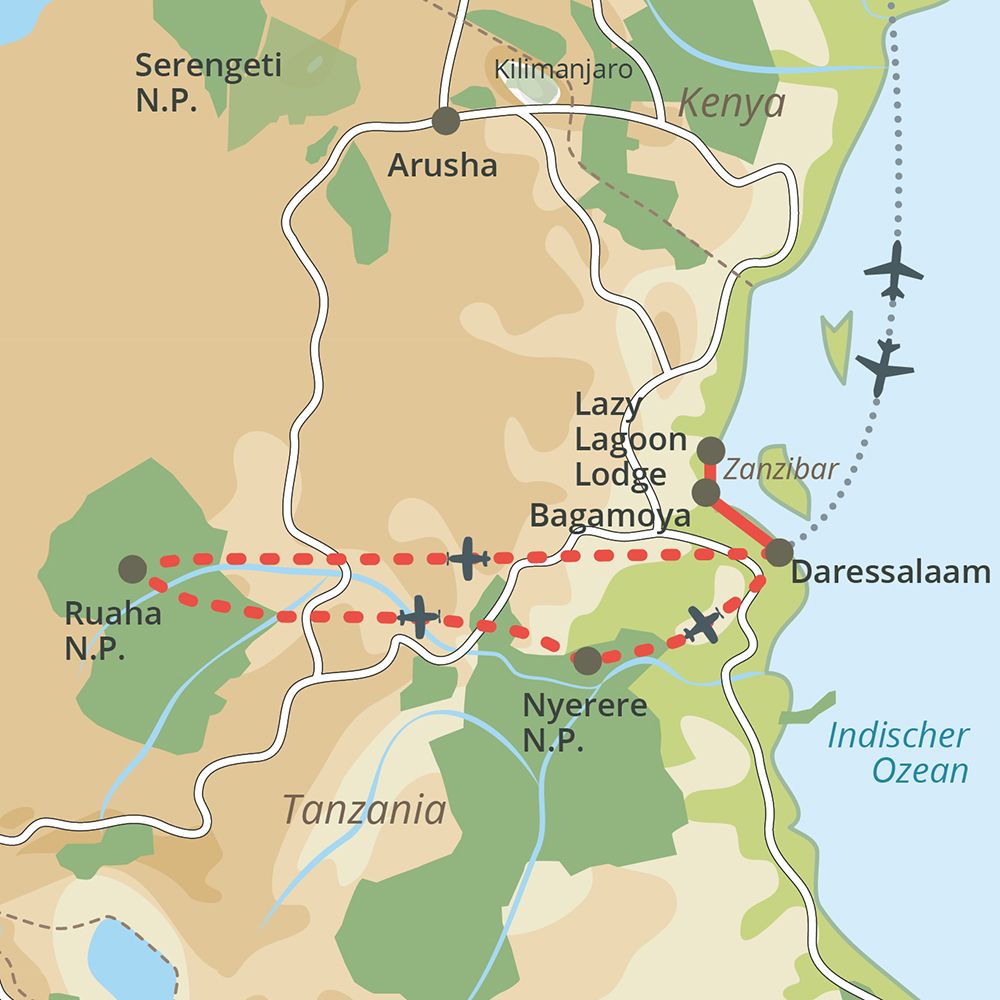 Reiseroute auf der Karte