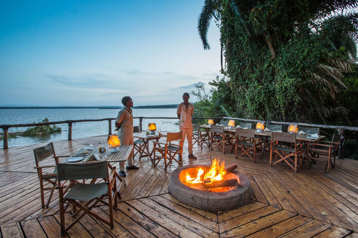 Ruzizi Tented Lodge fireplace deck