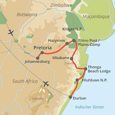 Reiseroute auf der Karte