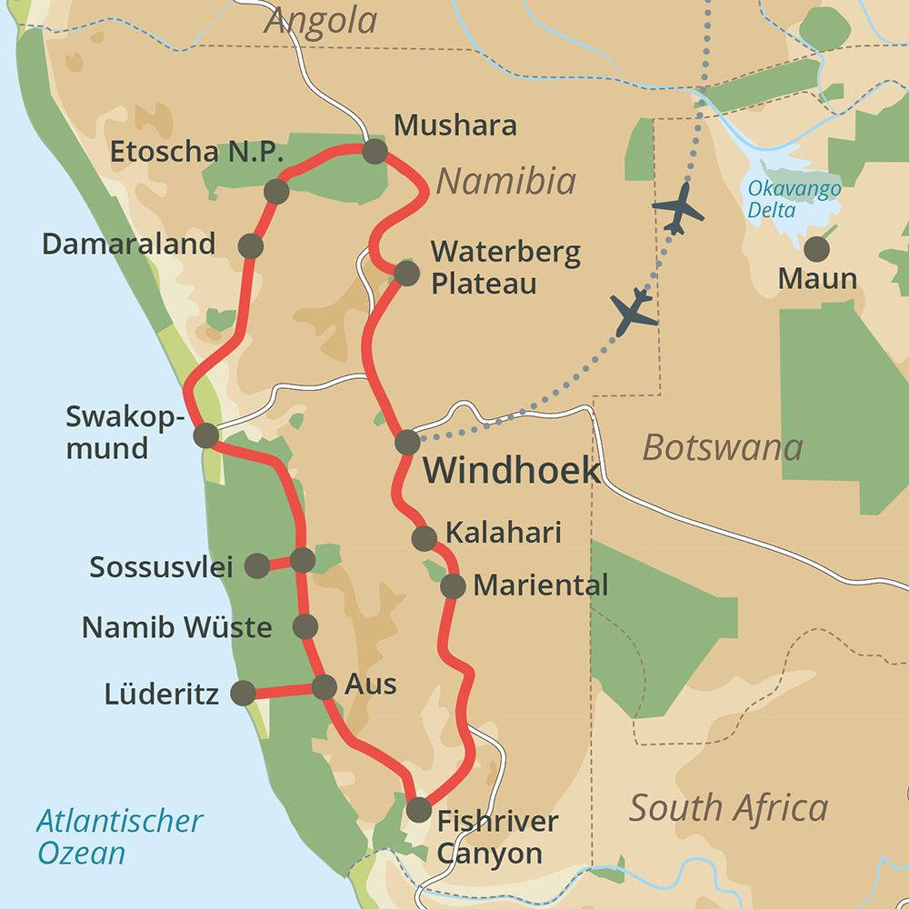 Reiseroute auf der Karte