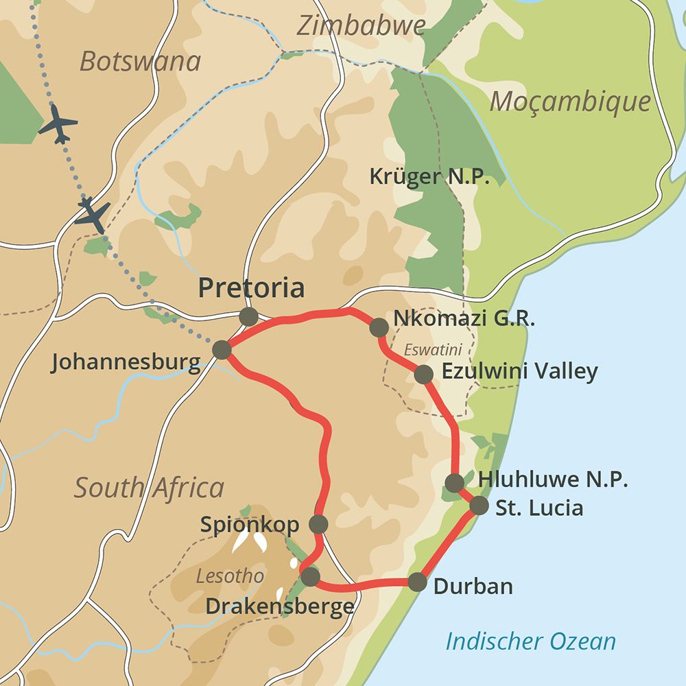 Reiseroute auf der Karte