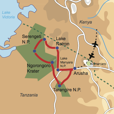 Karte und Reiseverlauf: Wildlife Pur - Authentisches Safarierlebnis mit Bushfeeling