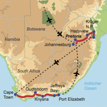 Südafrika zum Kennenlernen - Reiseverlauf